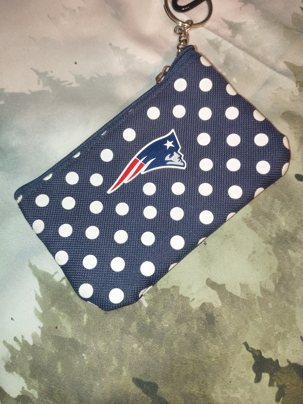 New England Patriots Polka Dot Wristlet Coin Purse - Navy & White